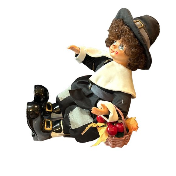 Winter Wonderland Porcelain Calendar Clown Pilgrim Doll - 12 inches Tall - Picture 3 of 9